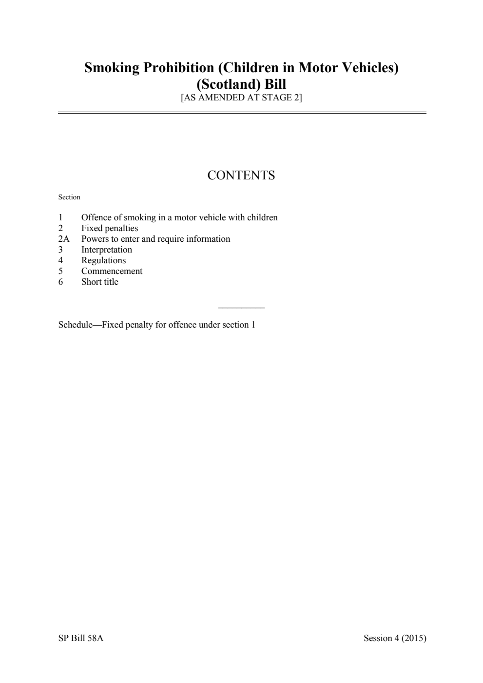 Smoking Prohibition (Children in Motor Vehicles) (Scotland) Bill [as amended at stage 2]