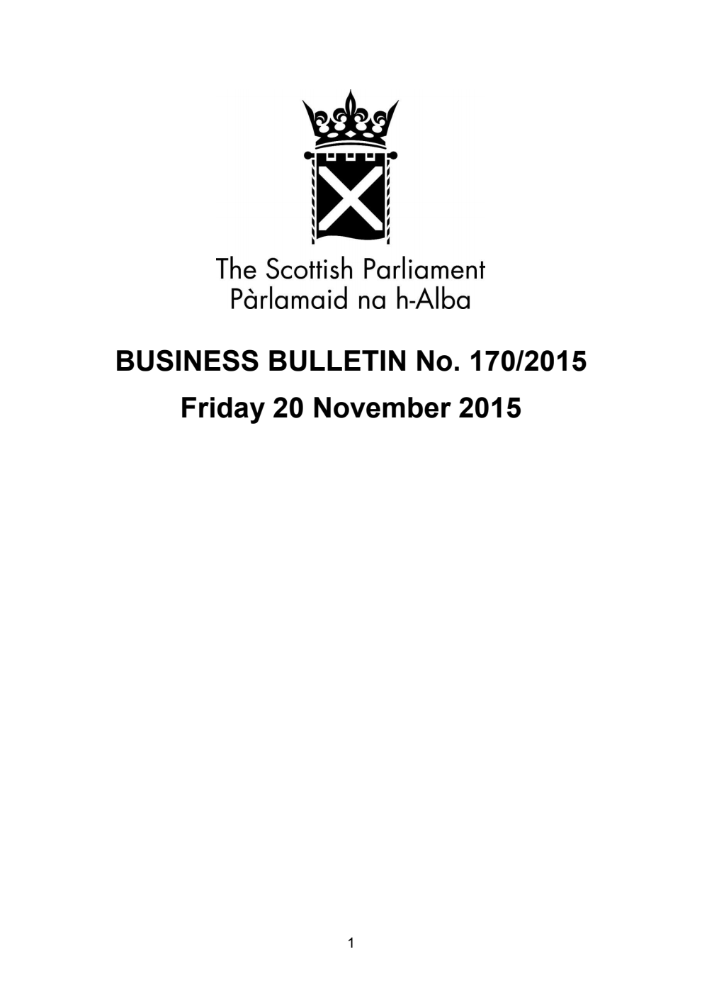 Business Bulletin No. 170/2015, Friday 20 November 2015