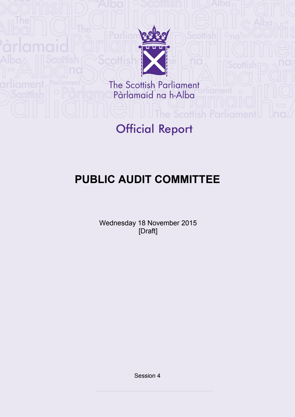 Public Audit Committee 18th Meeting 2015, 18 November 2015 [Draft]
