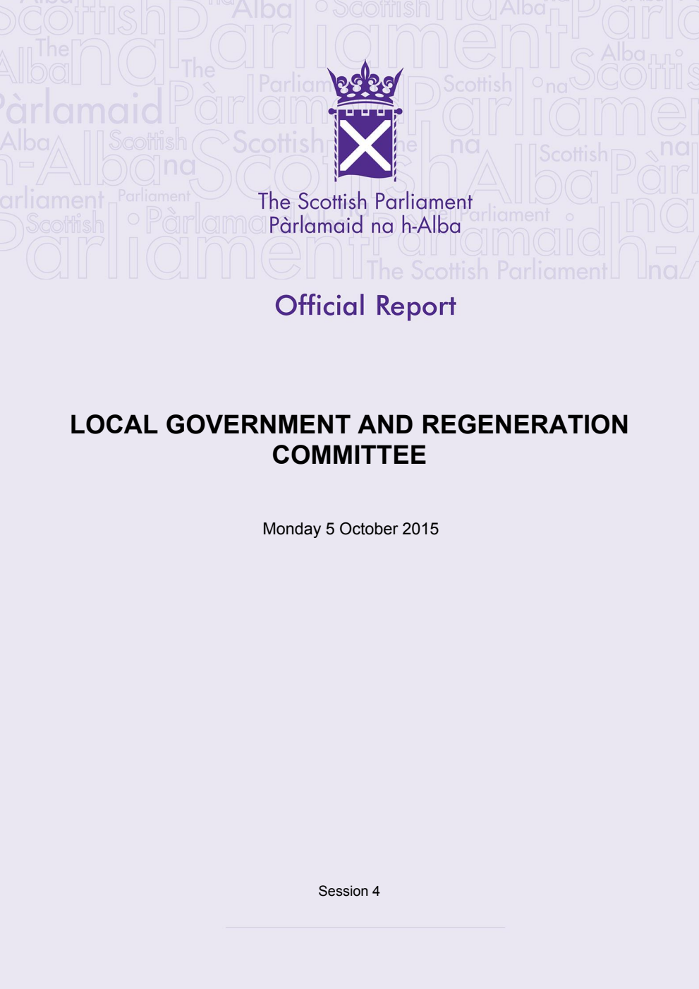 Local Government and Regeneration Committee 22nd Meeting 2015, 5 October 2015 [Final]