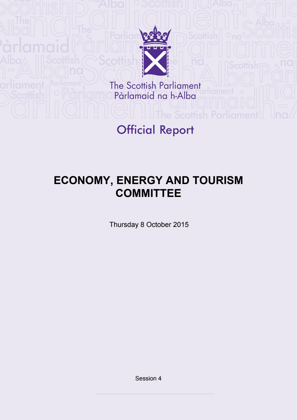 Economy, Energy and Tourism Committee 25th Meeting 2015, 8 October 2015 [Final]
