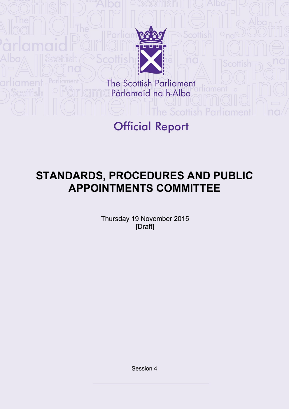Standards, Procedures and Public Appointments Committee 19th Meeting 2015, 19 November 2015 [Draft]