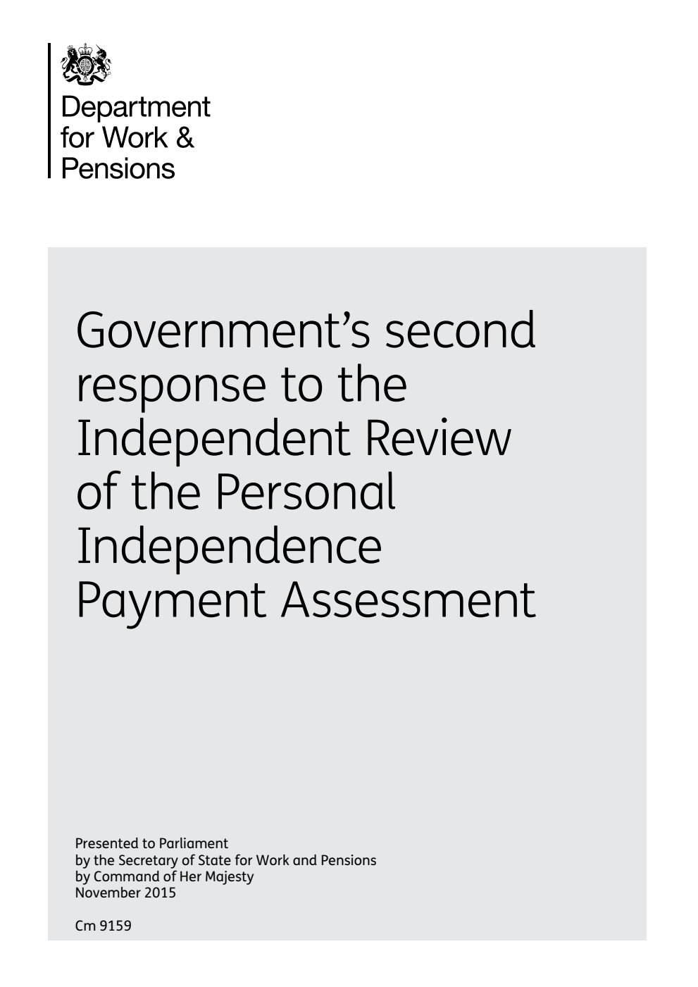 Government’s second response to the Independent Review of the Personal Independence Payment Assessment