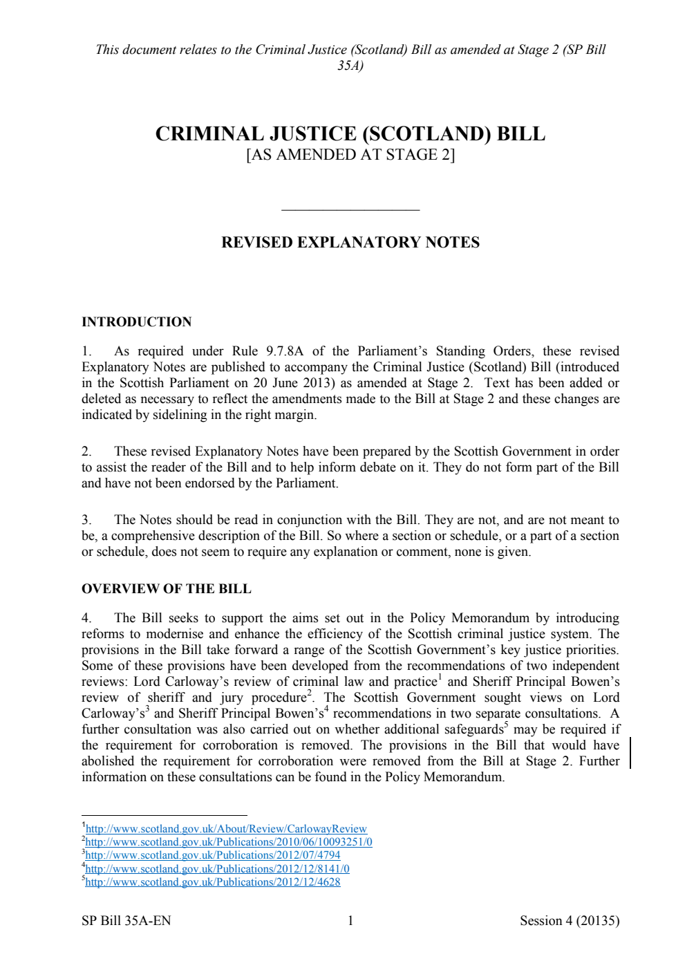Criminal Justice (Scotland) Bill Revised Explanatory Notes