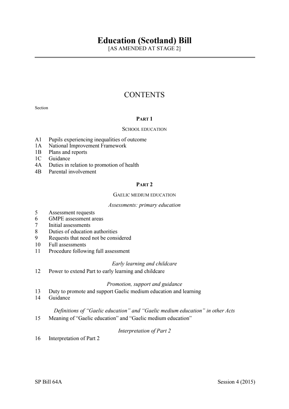 Education (Scotland) Bill [As amended at stage 2]