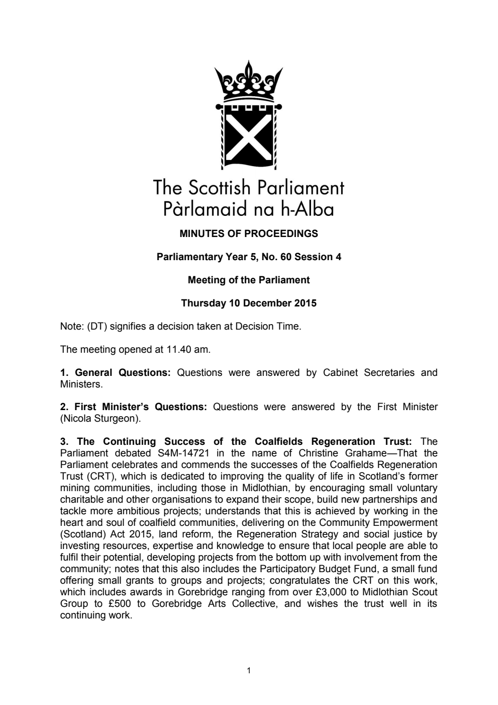 Minutes of Proceedings 10 December 2015 Vol. 5, No. 60 Session 4