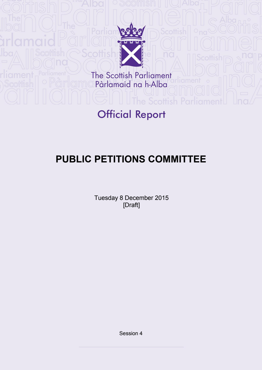 Public Petitions Committee 21st Meeting 2015, 8 December 2015 [Draft]