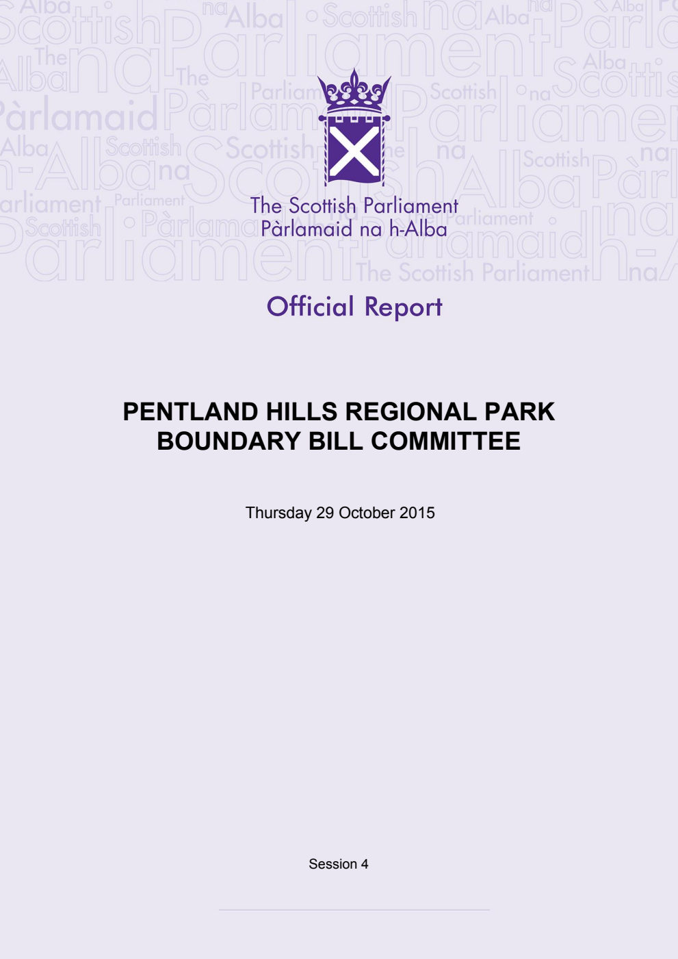 Pentland Hills Regional Park Boundary Bill Committee 2nd Meeting 2015, 29 October 2015 [Final]