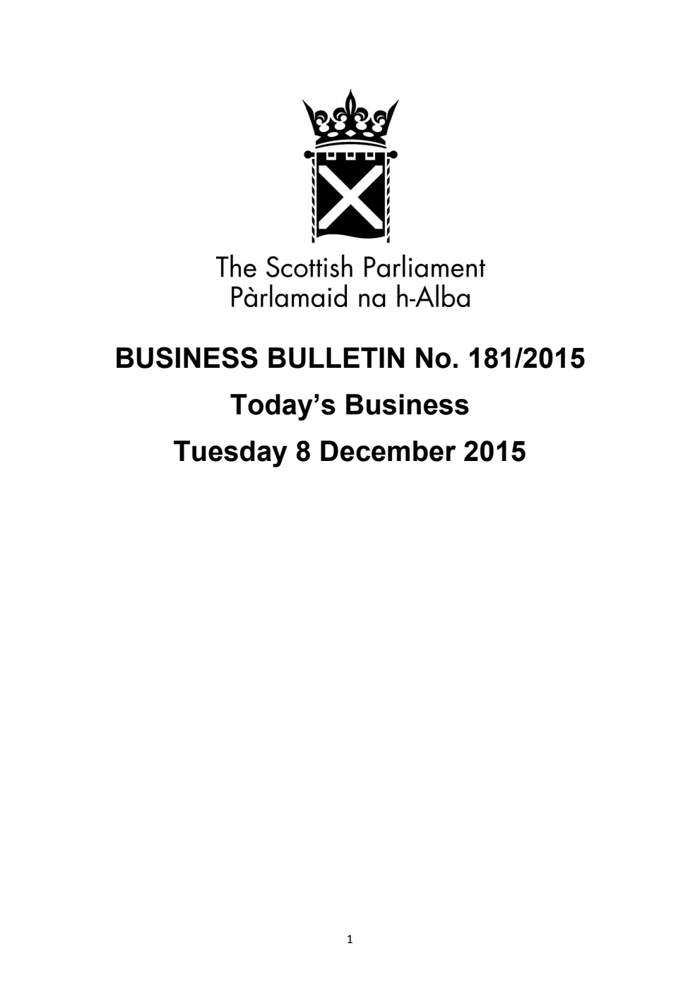 Business Bulletin No. 181/2015, Tuesday 8 December 2015, Revised (Section A)