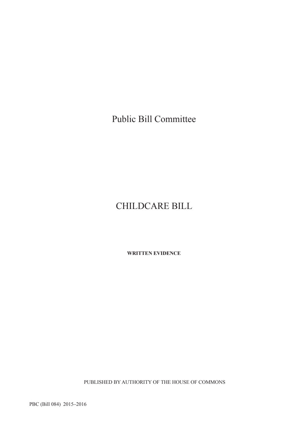 Childcare Public Bill Committee Written evidence