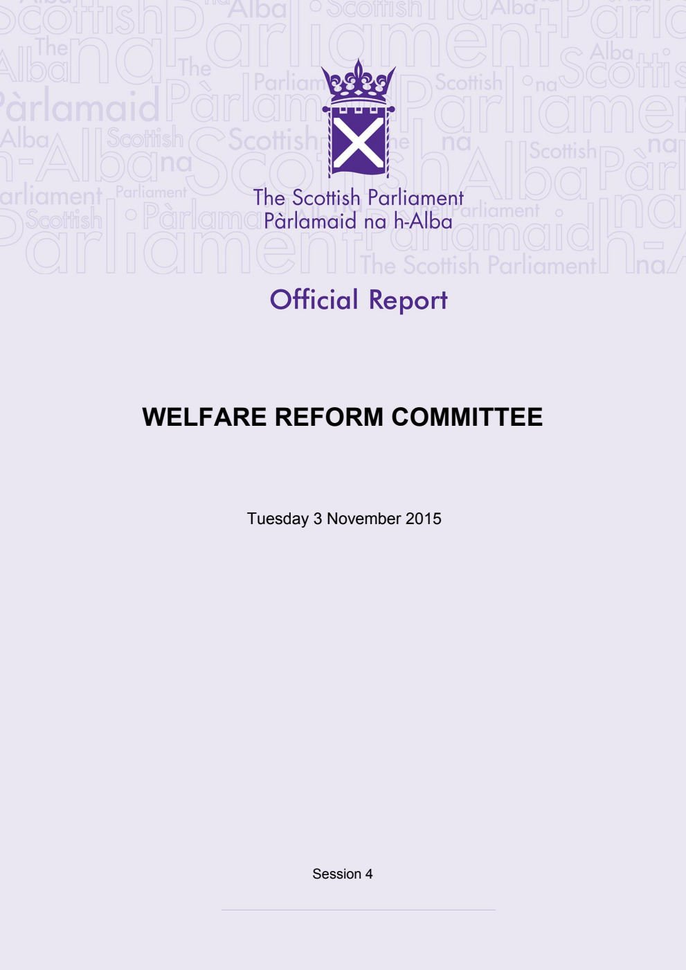 Welfare Reform Committee 19th Meeting 2015, 3 November 2015 [Final]