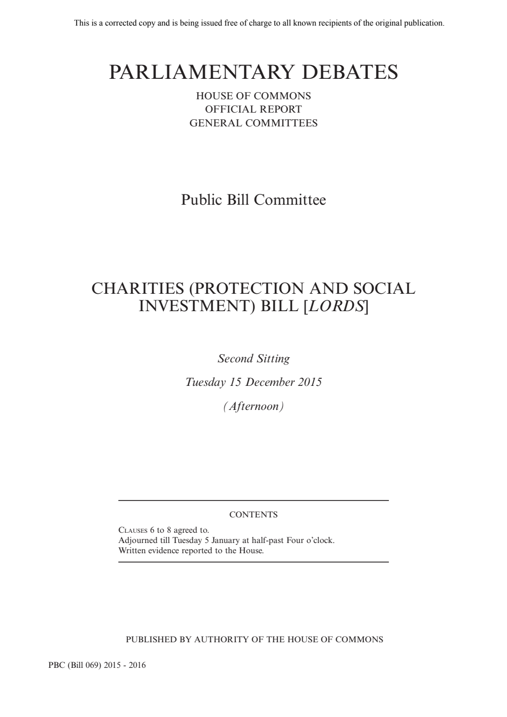 Charities (Protection and Social Investment) Public Bill Committee 2nd Sitting 15th December 2015 PM Corrected copy