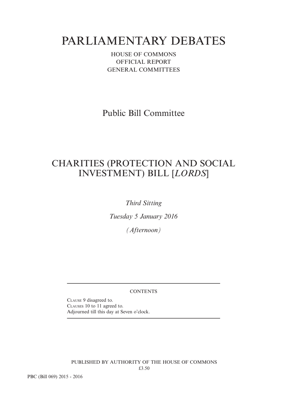 Charities (Protection and Social Investment) Public Bill Committee 3rd Sitting 5th January 2016 AM