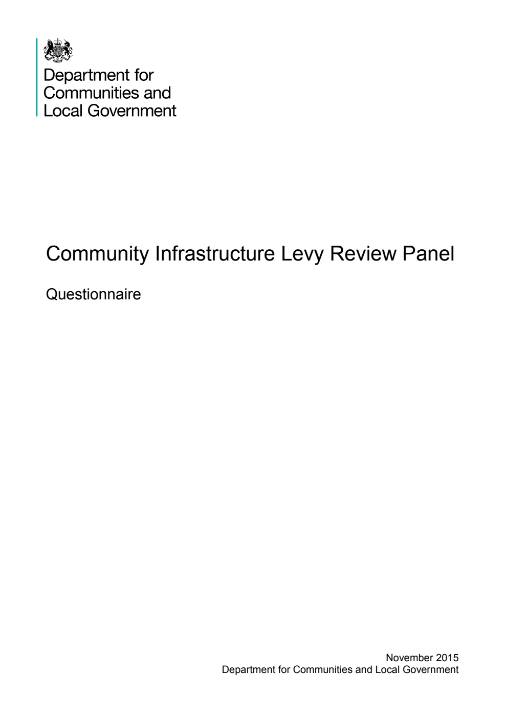 Community Infrastructure Levy Review Panel : Questionnaire