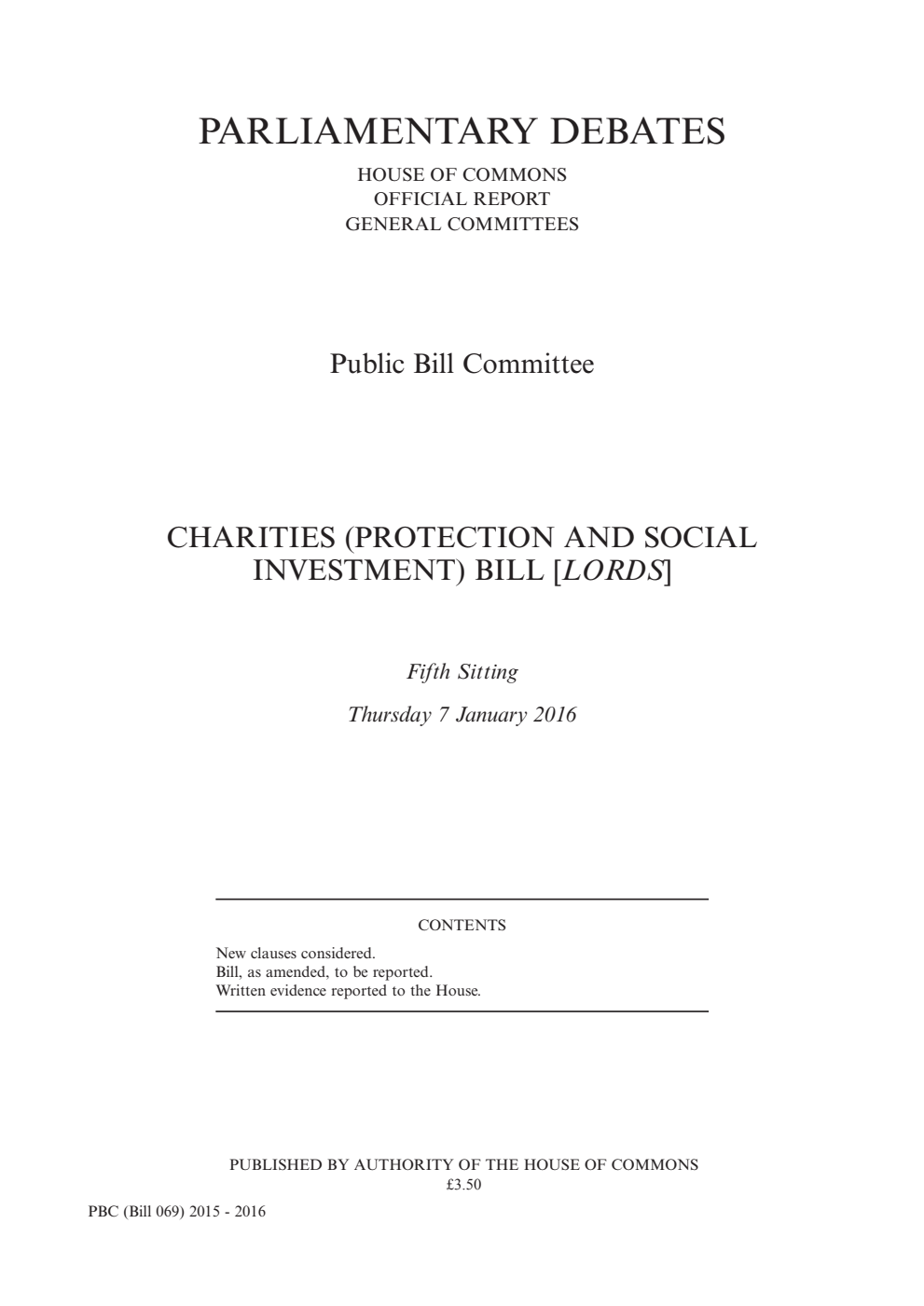Charities (Protection and Social Investment) Public Bill Committee 5th Sitting 7th January 2016