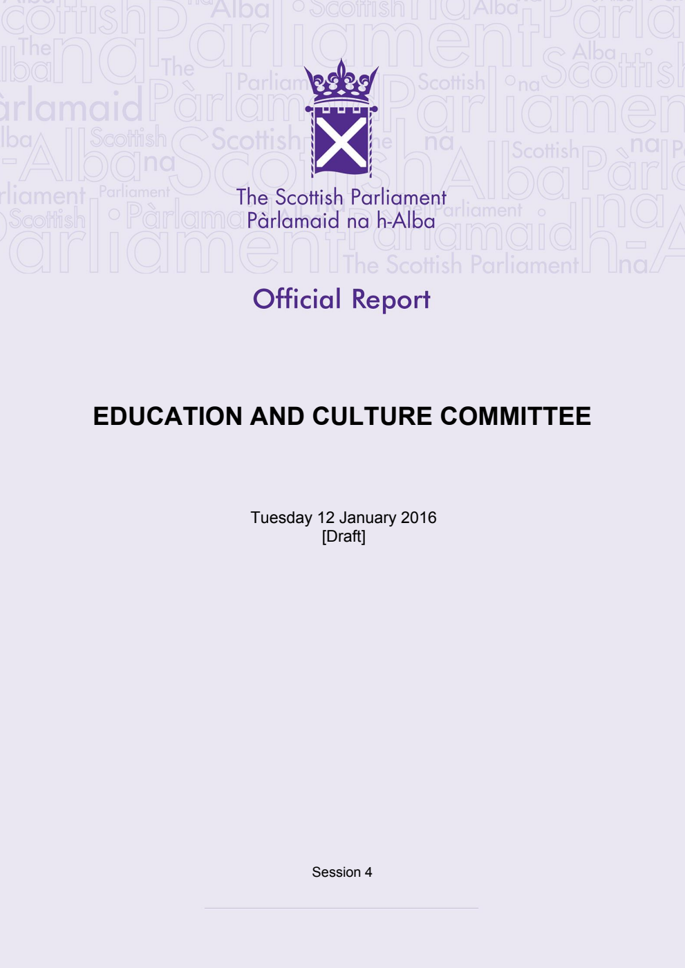 Education and Culture Committee 2nd Meeting 2016, 12 January 2016 [Draft]