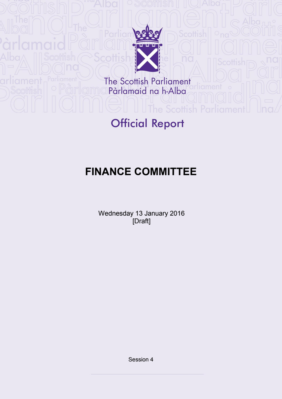 Finance Committee 2nd Meeting 2016, 13 January 2016 [Draft]
