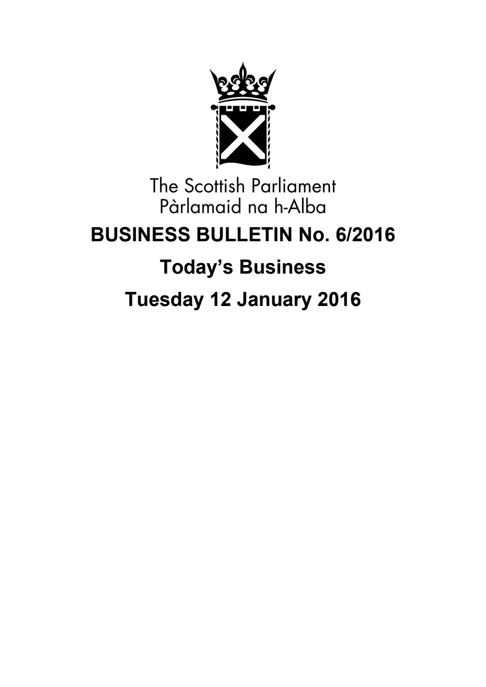 Business Bulletin No. 6/2016, Tuesday 12 January 2016, Revised (Section A)