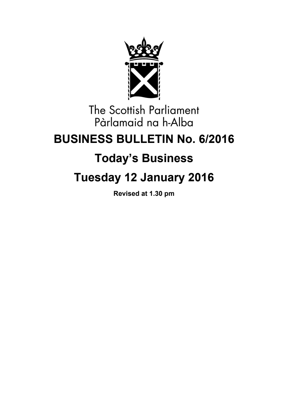 Business Bulletin No. 6/2016, Tuesday 12 January 2016, 2nd Revised (Section A)