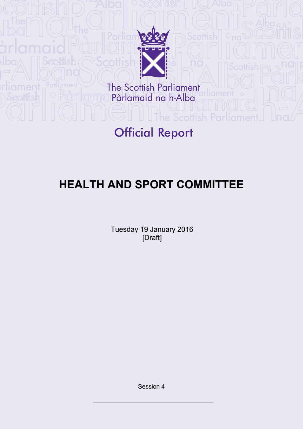 Health and Sport Committee 5th Meeting 2016, 19 January 2016 [Draft]