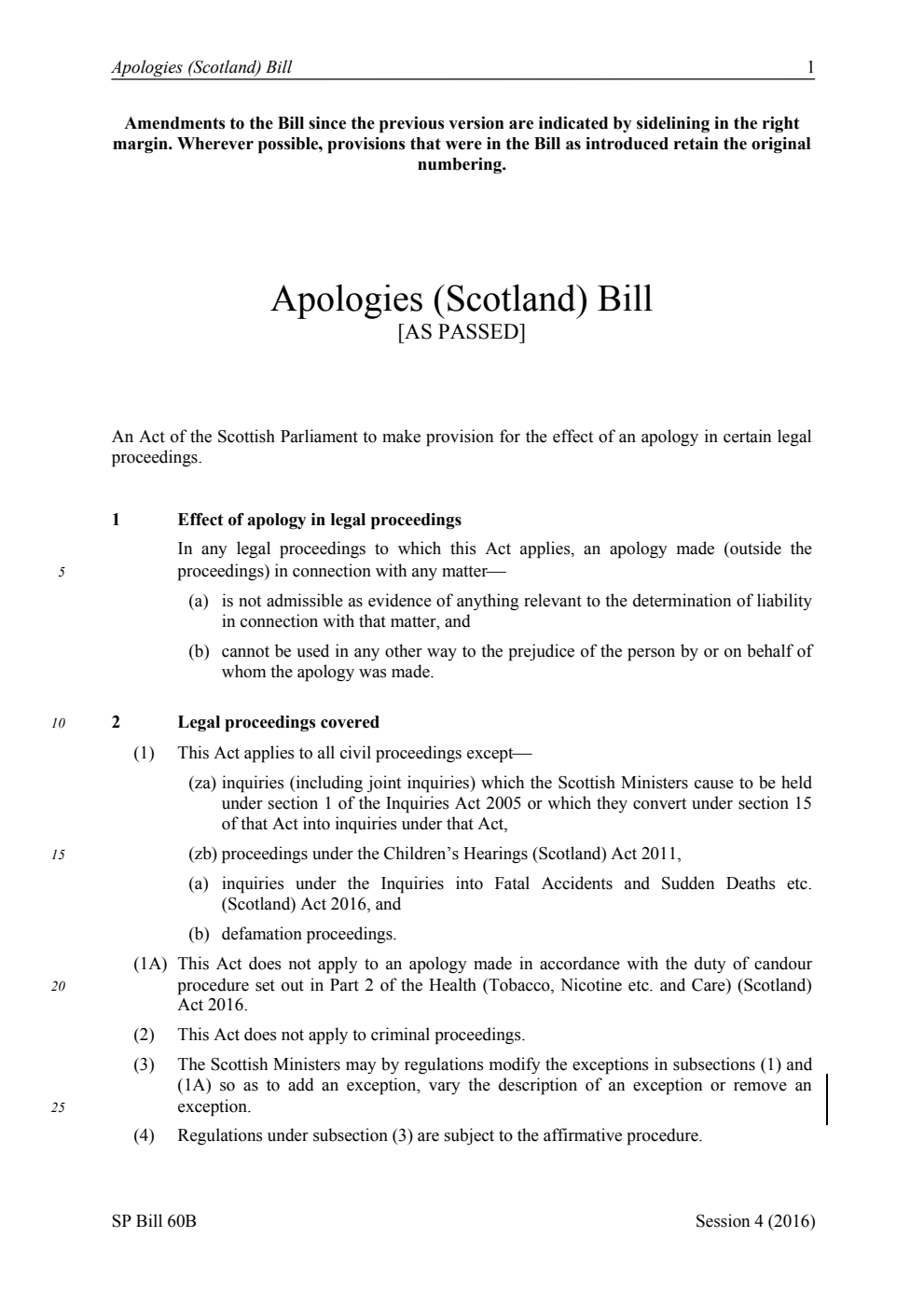 Apologies (Scotland) Bill [As Passed]