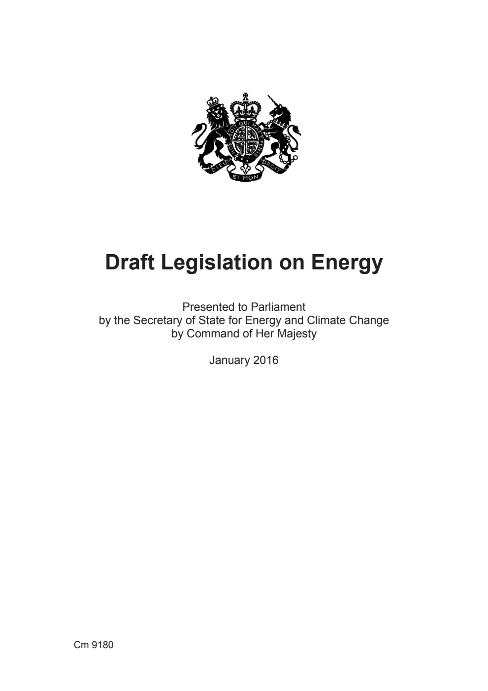 Draft Legislation on Energy