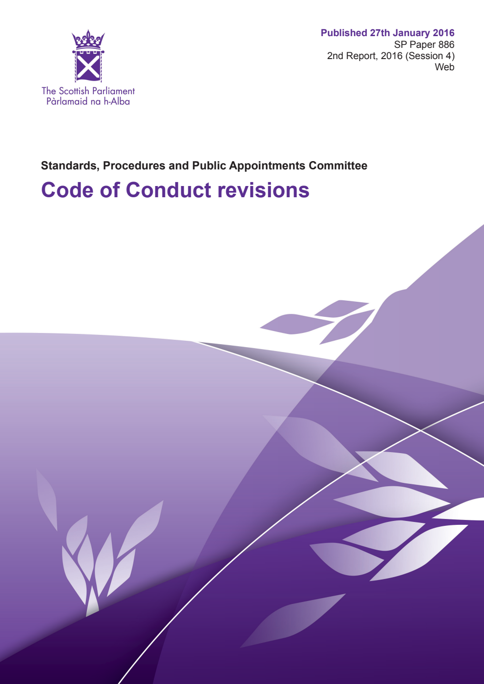 Standards, Procedures and Public Appointments Committee 2nd Report 2016: Code of Conduct revisions