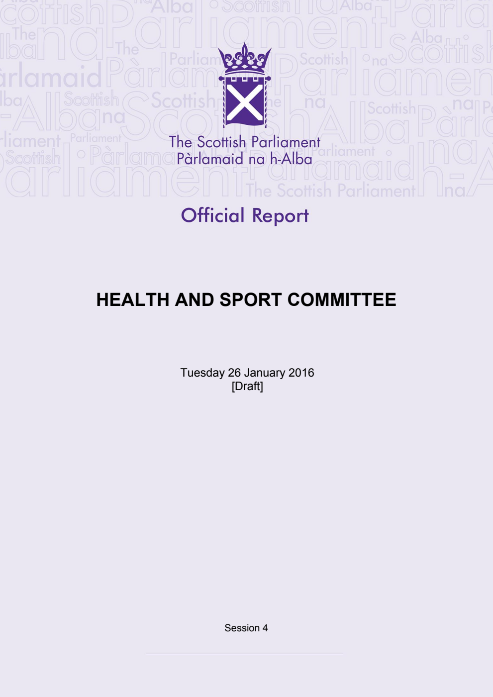 Health and Sport Committee 7th Meeting 2016, 26 January 2016 [Draft]