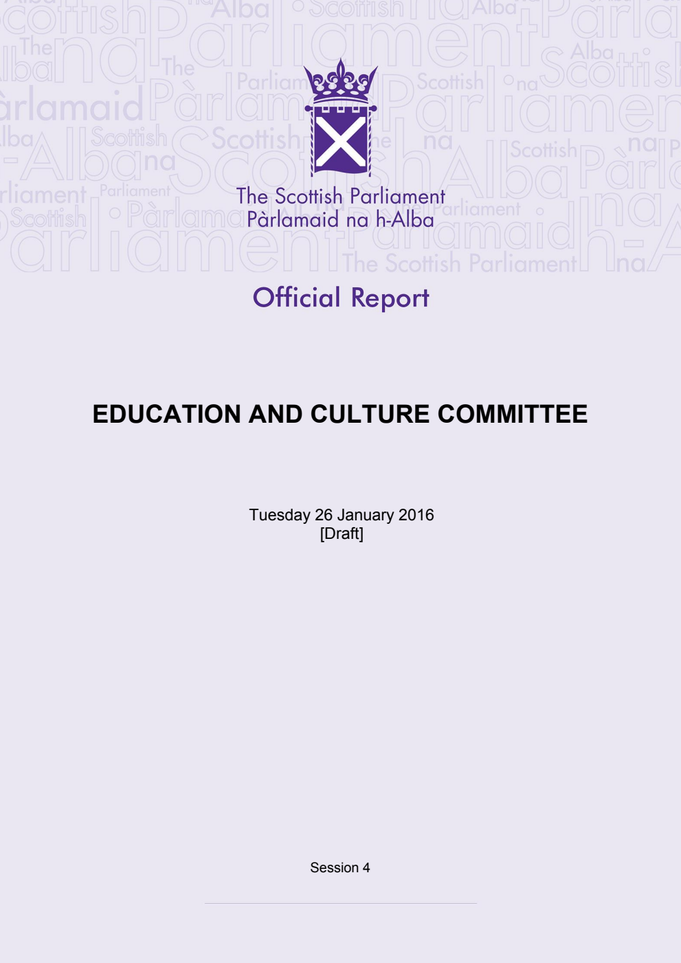 Education and Culture Committee 3rd Meeting 2016, 26 January 2016 [Draft]