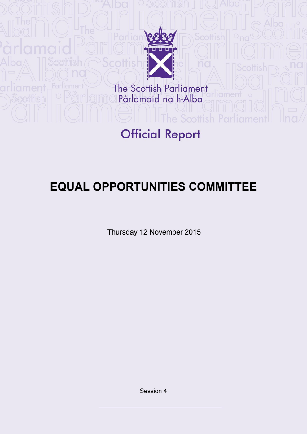 Equal Opportunities Committee 18th Meeting 2015, 12 November 2015 [Final]