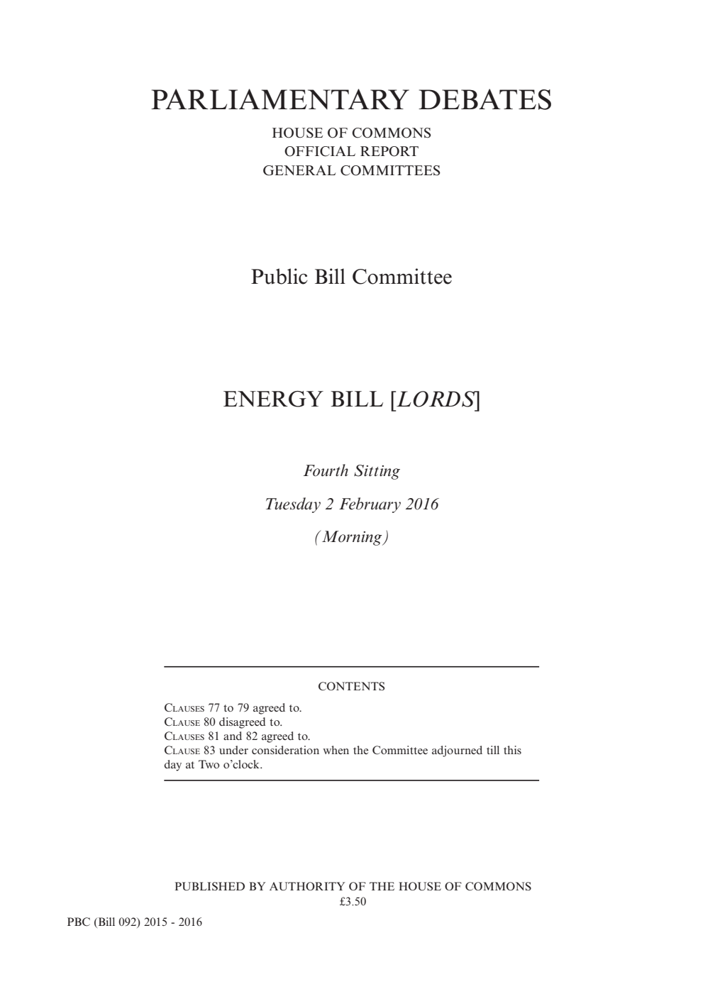 Energy Public Bill Committee 4th Sitting 2nd February 2016 AM
