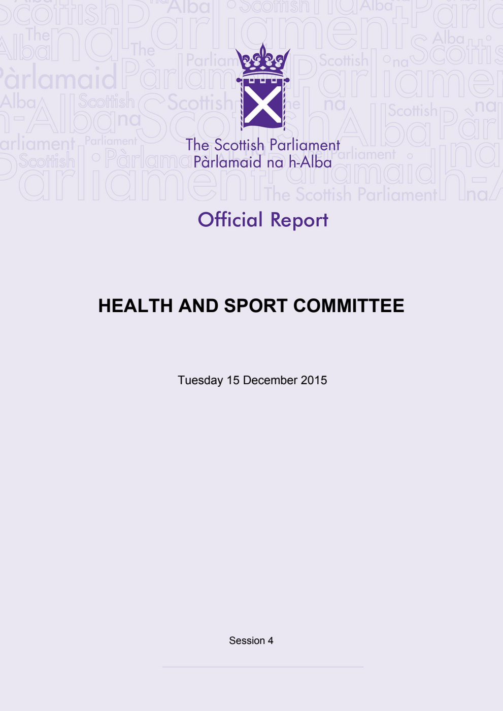 Health and Sport Committee 35th Meeting 2015, 15 December 2015 [Final]