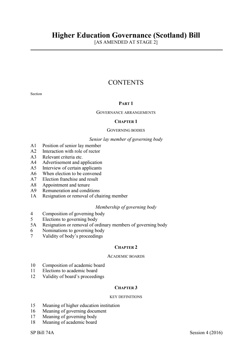Higher Education Governance (Scotland) Bill [As amended at stage 2]
