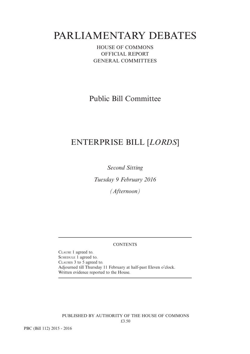 Enterprise Public Bill Committee 2nd Sitting 9th February 2016 PM
