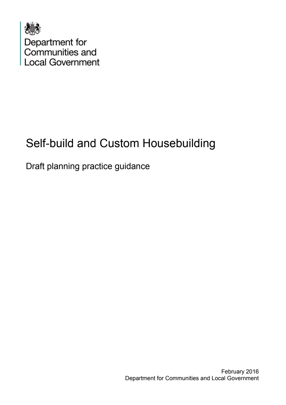 Self-build and Custom Housebuilding Draft planning practice guidance