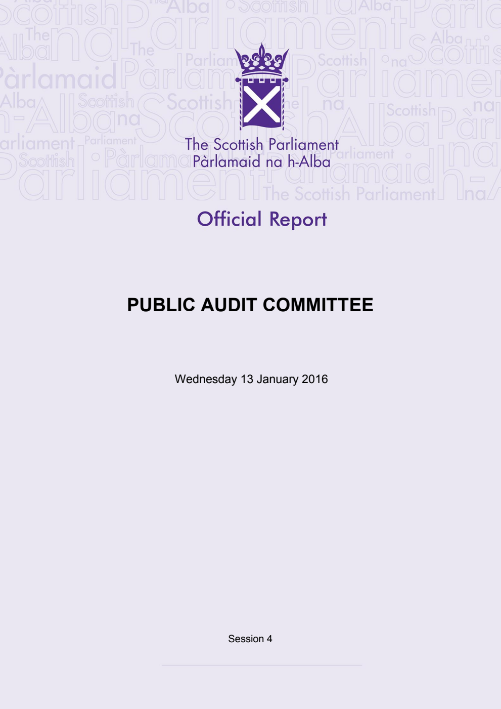 Public Audit Committee 2nd Meeting 2016, 13 January 2016 [Final]