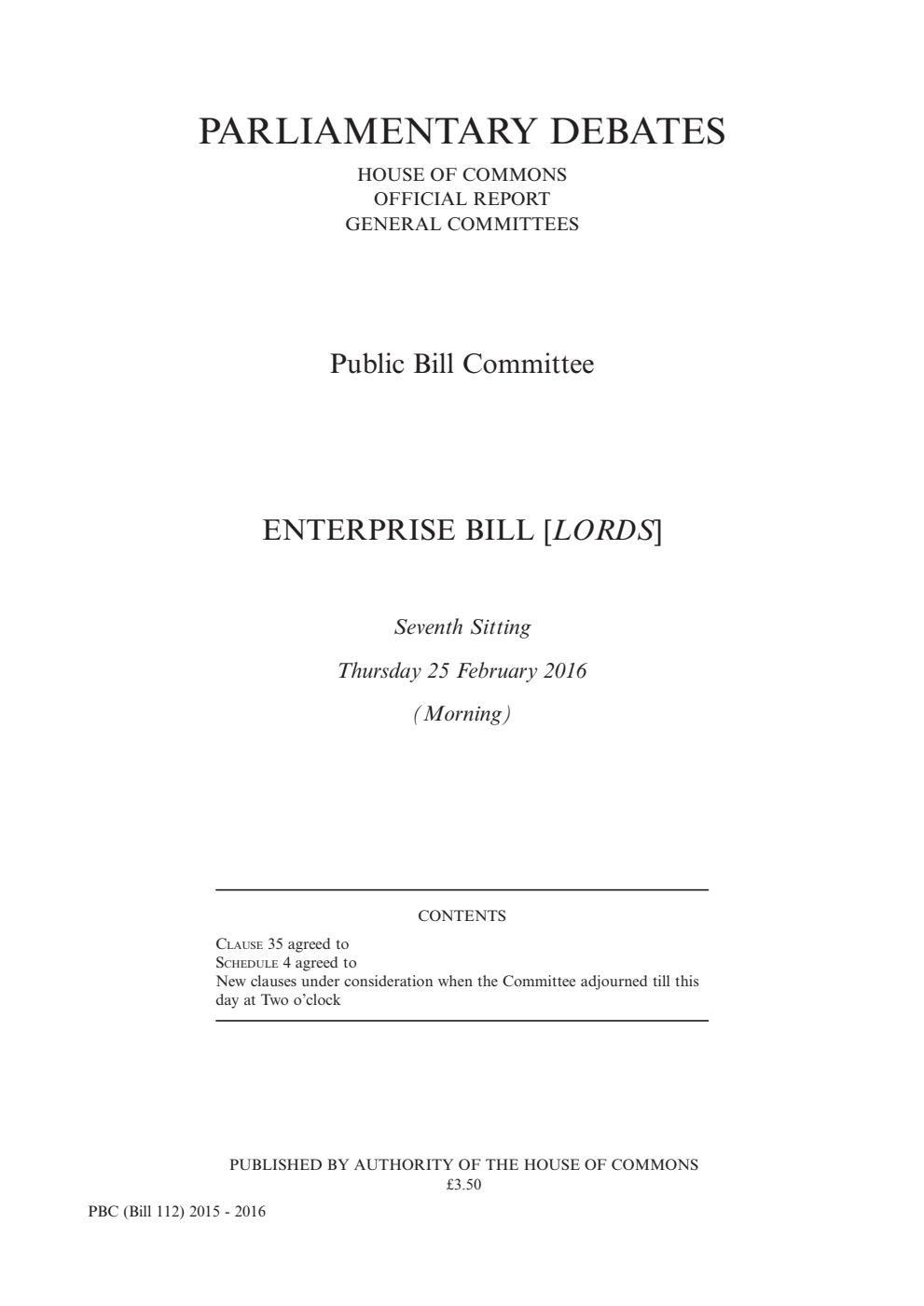 Enterprise Public Bill Committee 7th Sitting 25th February 2016 AM