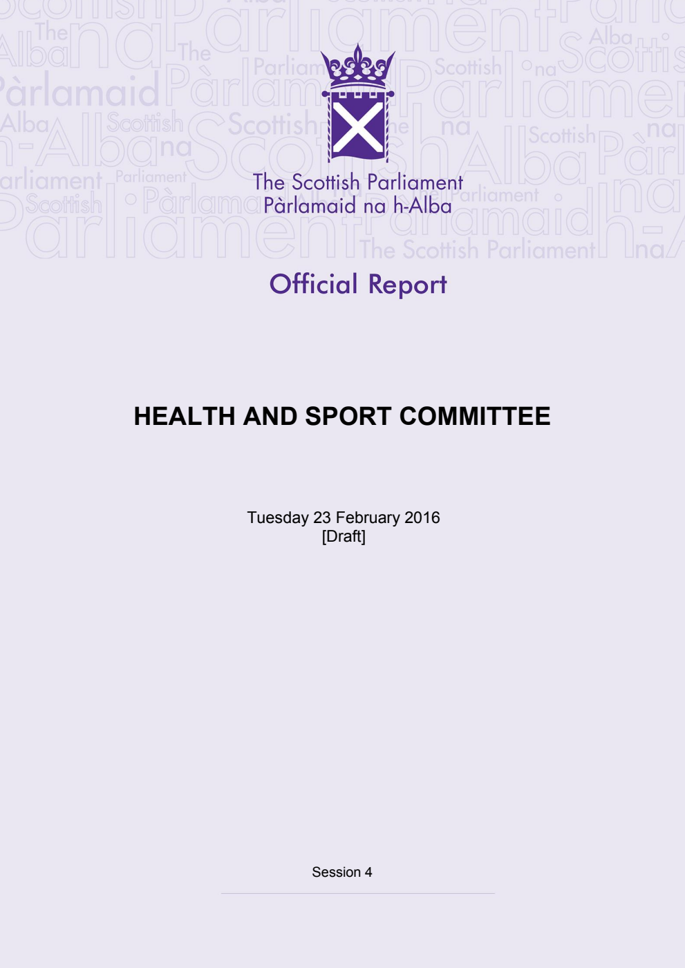 Health and Sport Committee 11th Meeting 2016, 23 February 2016 [Draft]