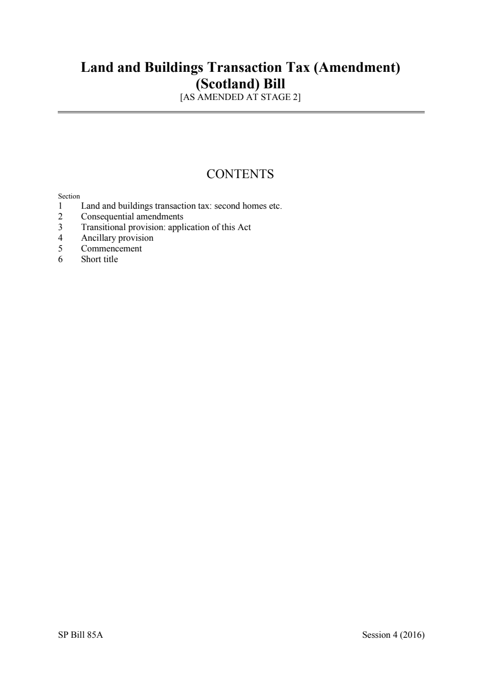 Land and Buildings Transaction Tax (Amendment) (Scotland) Bill [As amended at stage 2]