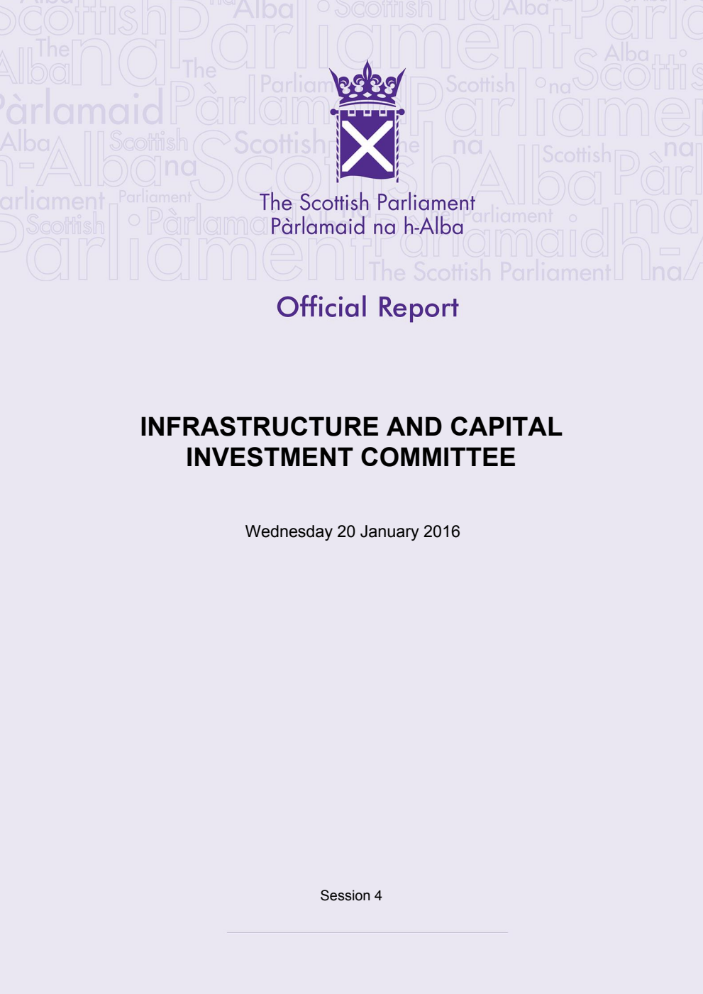 Infrastructure and Capital Investment Committee 3rd Meeting 2016, 20 January 2016 [Final]