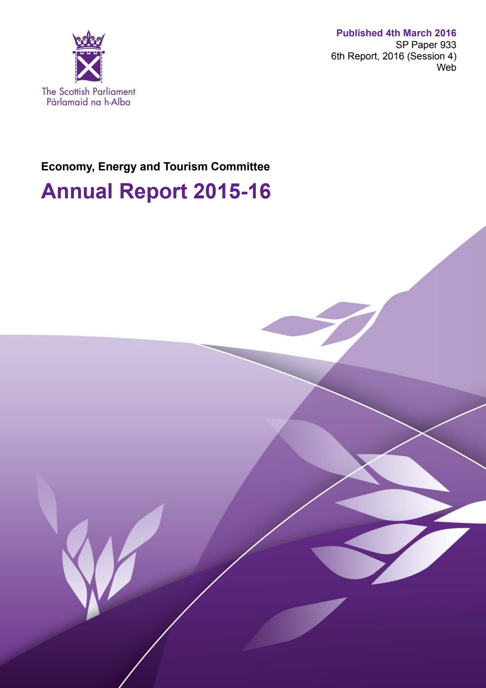 Economy, Energy and Tourism Committee 6th Report, 2016: Annual Report 2015-16