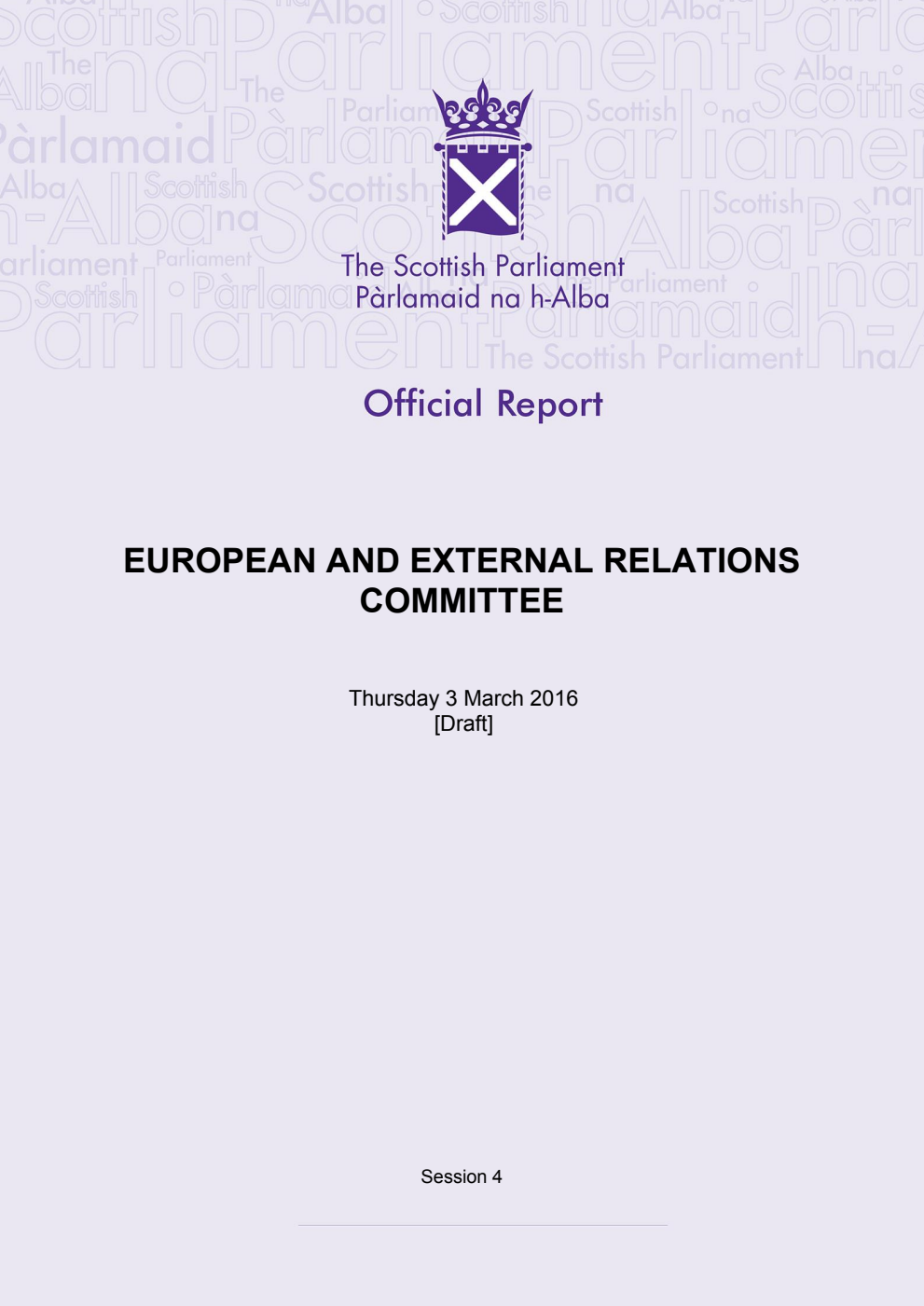 European and External Relations Committee 5th Meeting 2016, 3 March 2016 [Draft]
