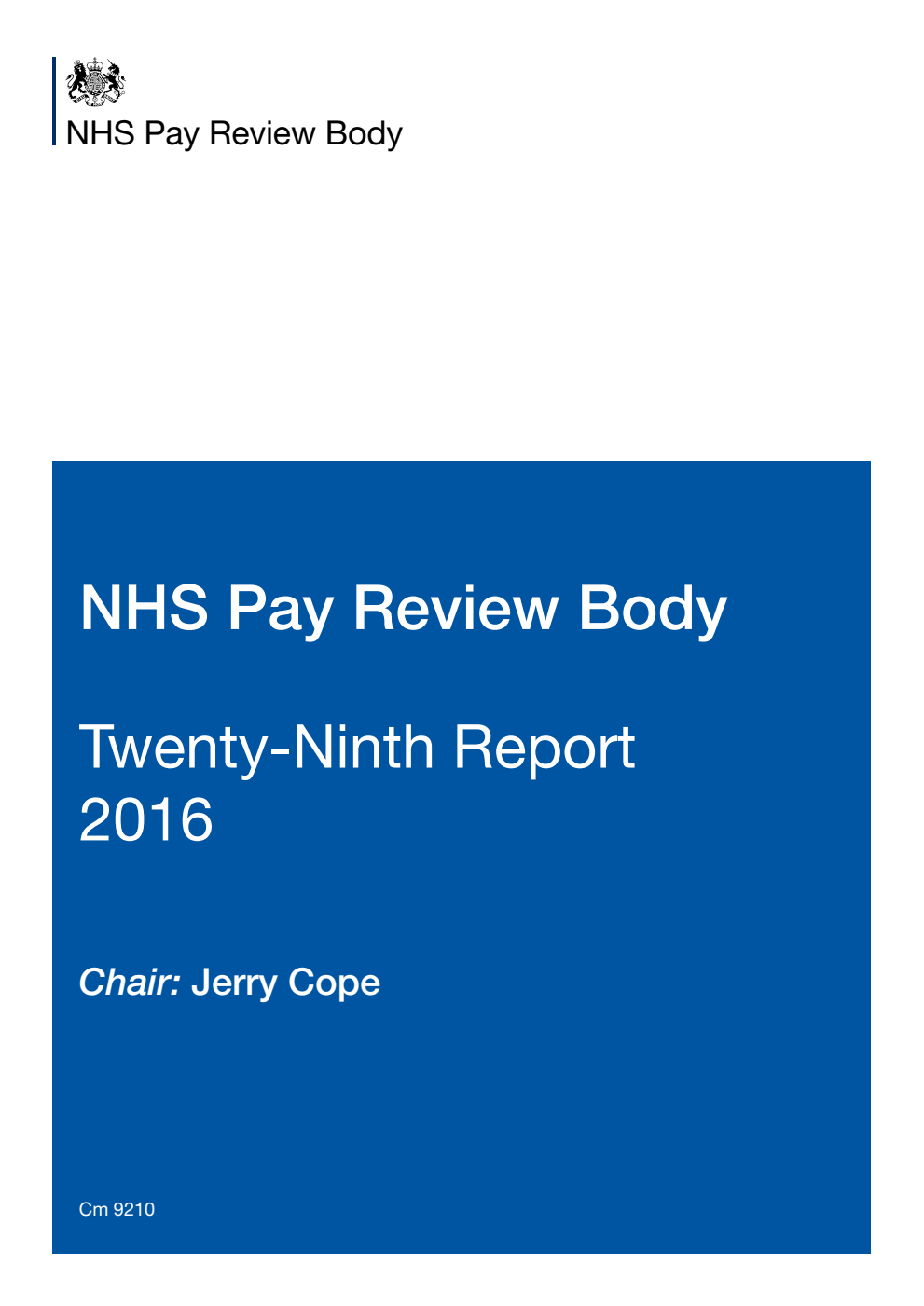 NHS Pay Review Body 29th Report 2016