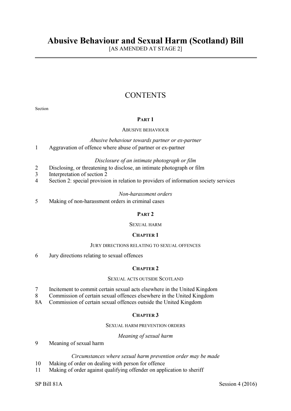 Abusive Behaviour and Sexual Harm (Scotland) Bill [As amended at stage 2]
