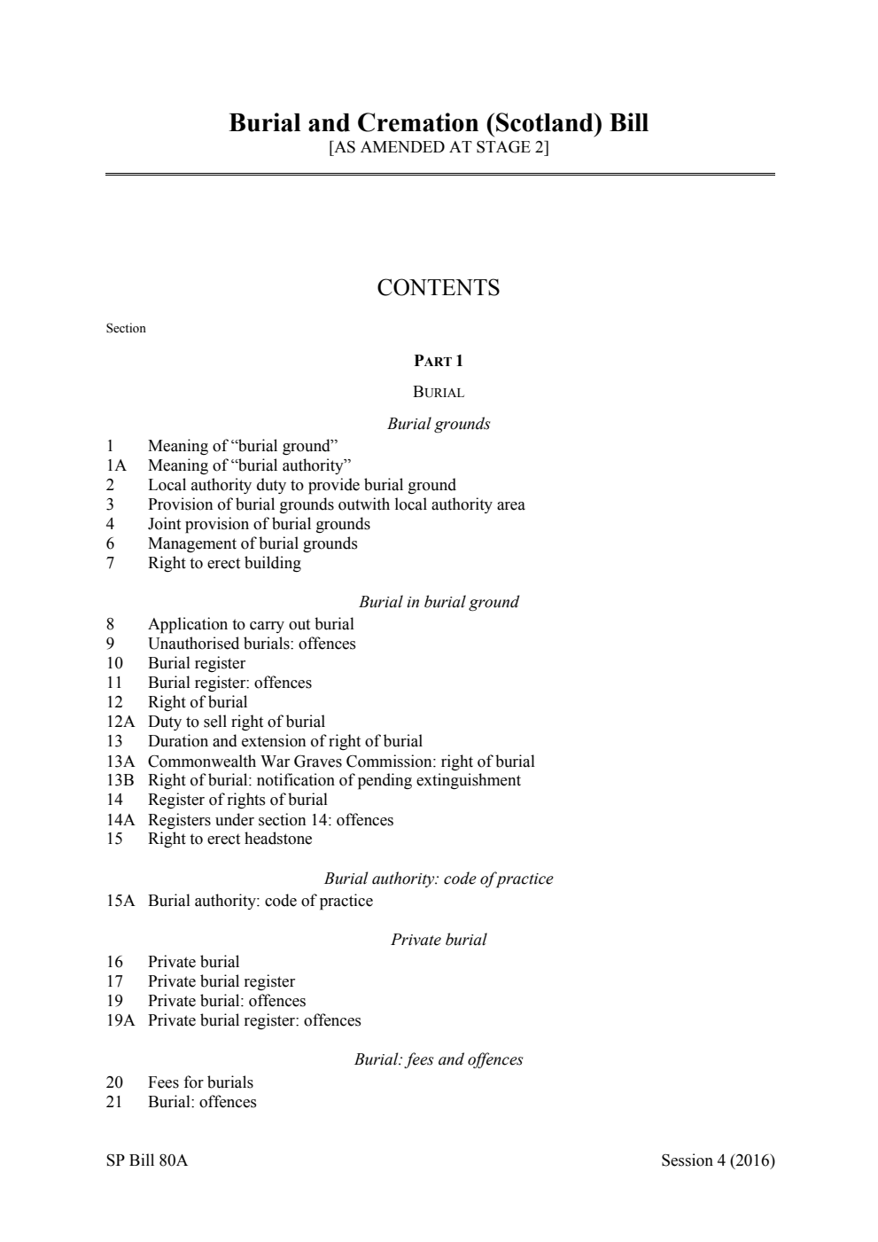 Burial and Cremation (Scotland) Bill [As Amended at Stage 2]
