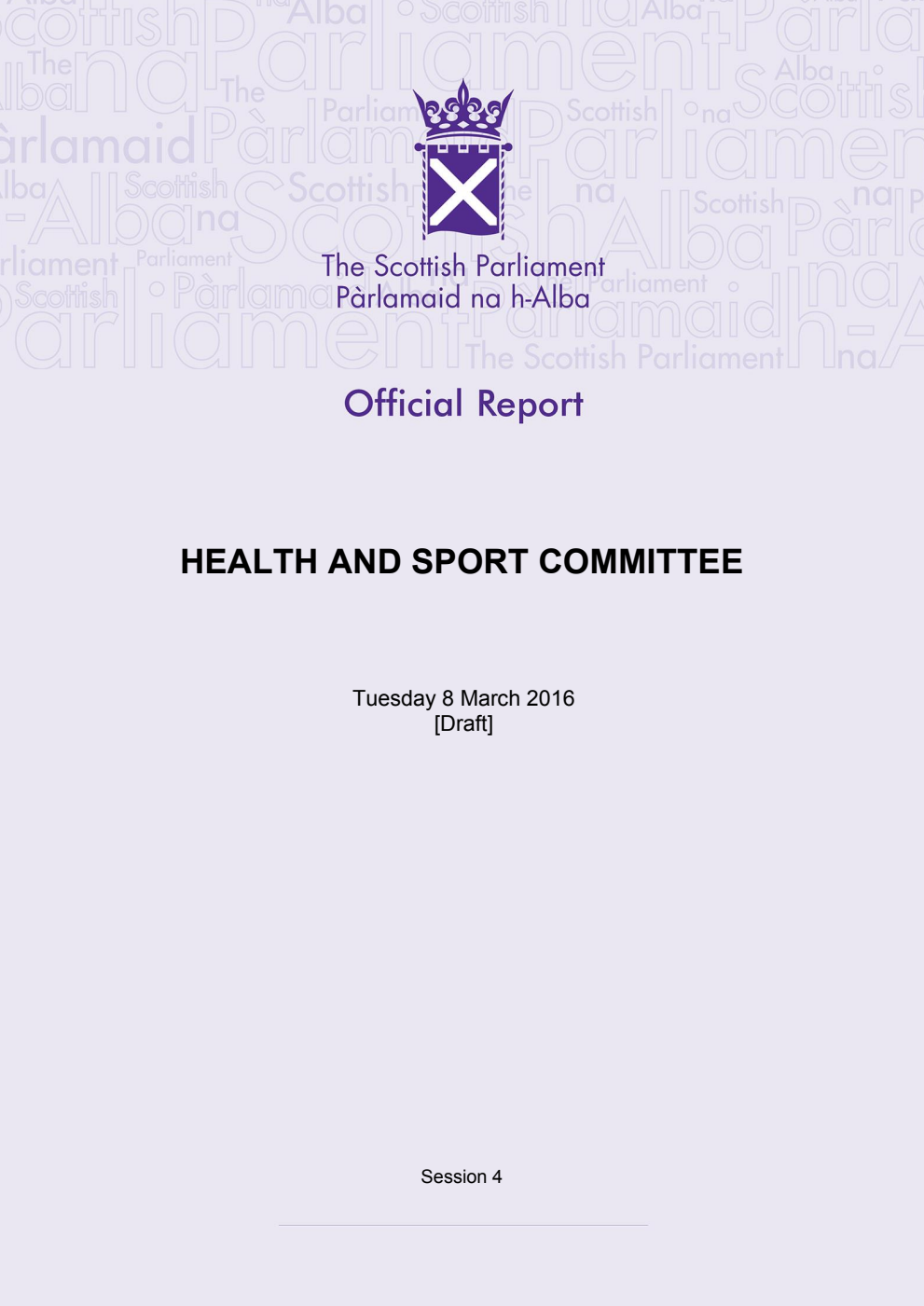 Health and Sport Committee 13th Meeting 2016, 8 March 2016 [Draft]