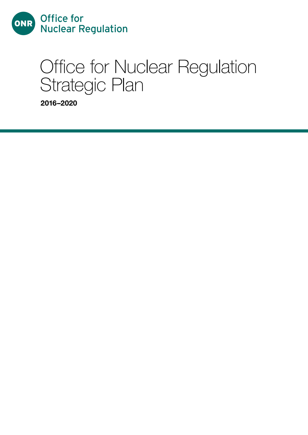 Office for Nuclear Regulation Strategic Plan 2016–2020