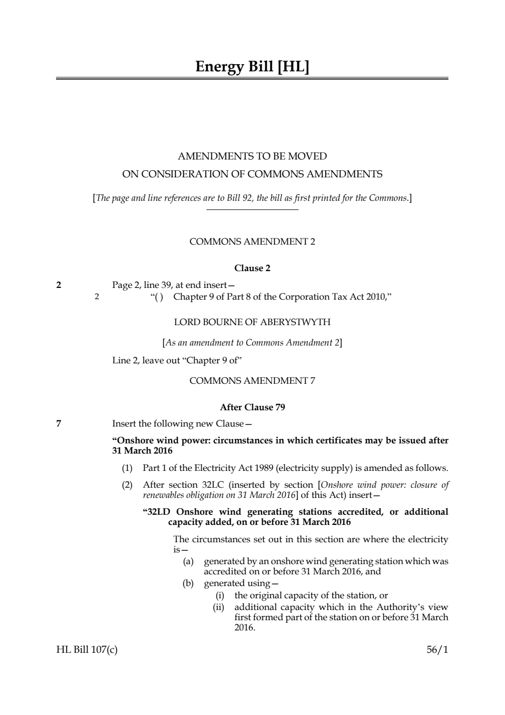 Energy Bill Lords Amendments
