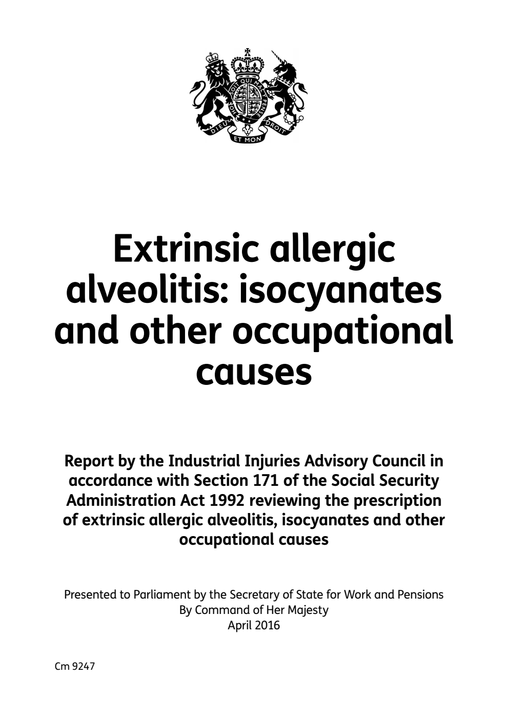 Extrinsic allergic alveolitis: isocyanates and other occupational causes