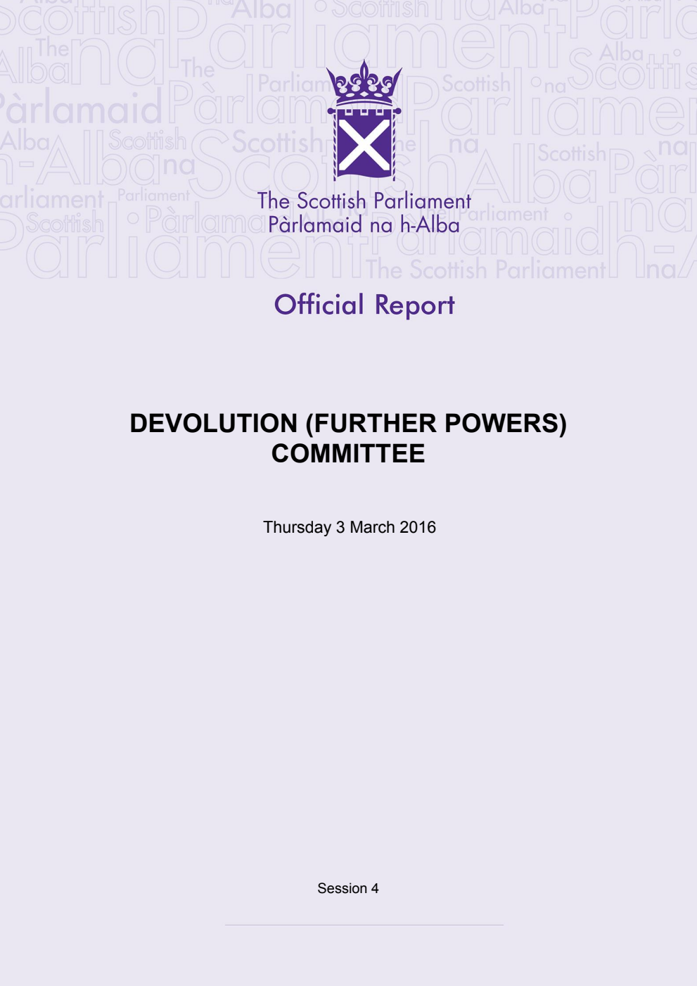Devolution (Further Powers) Committee 10th Meeting 2016, 3 March 2016 [Final]